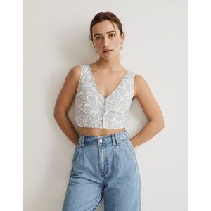 Madewell Linen-Blend Gwen Crop Vest Top in Abstract Flora Size 14 New With Tags!